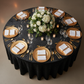 top view setup with Velvet 108" Round Tablecloth - Black