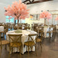 Velvet 108" Round Tablecloth Champagne with cherry blossom tree