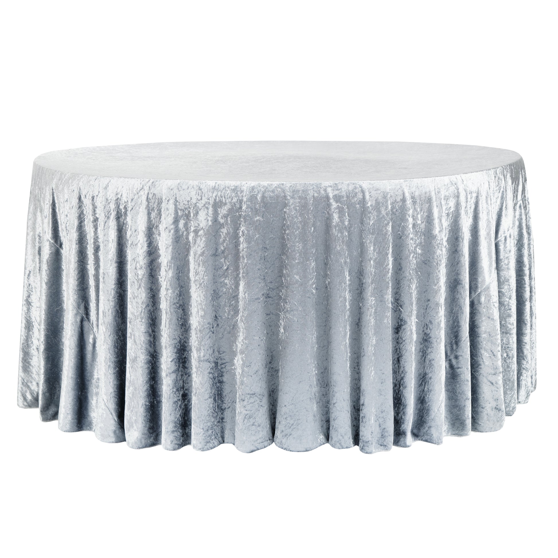 Velvet 108" Round Tablecloth Dusty Blue full view