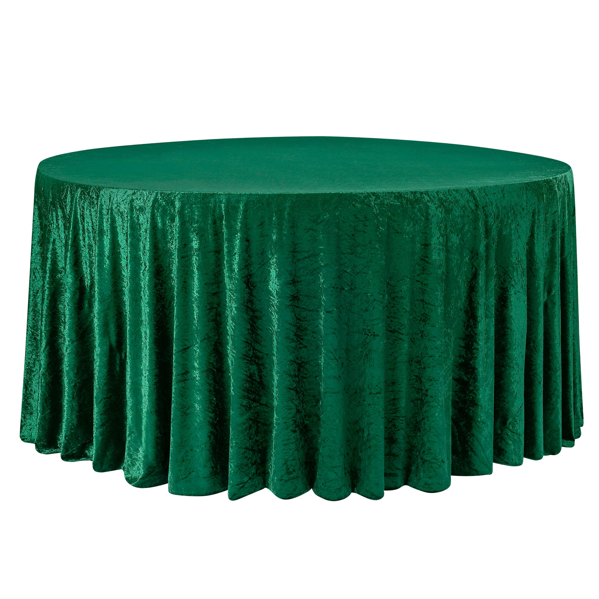 Velvet 108" Round Tablecloth Emerald Green full view