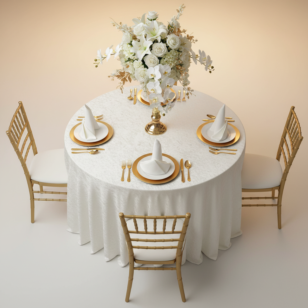 Velvet 108" Round Tablecloth - Ivory
