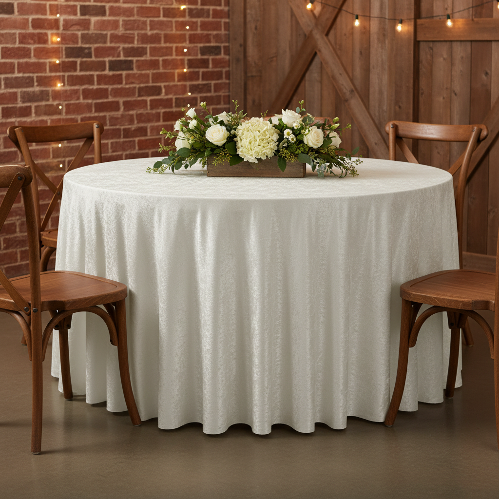 Velvet 108" Round Tablecloth - Ivory