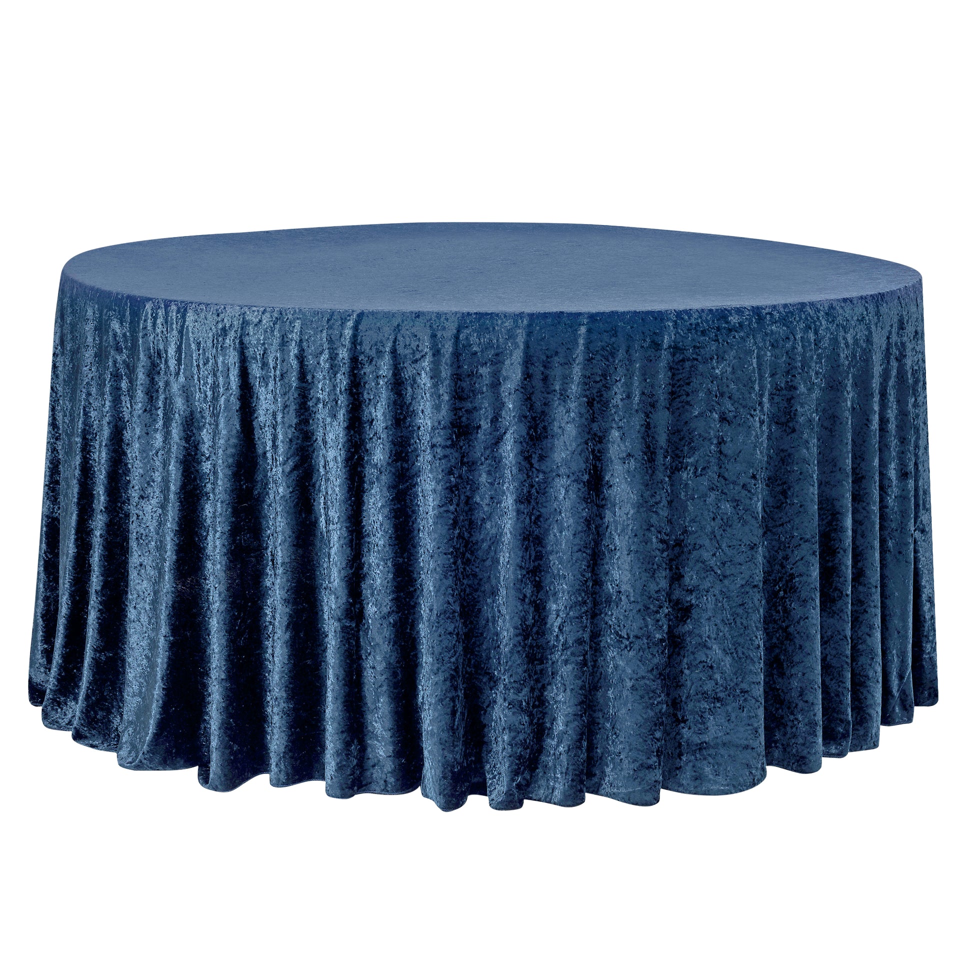 Velvet 108" Round Tablecloth Navy Blue full view