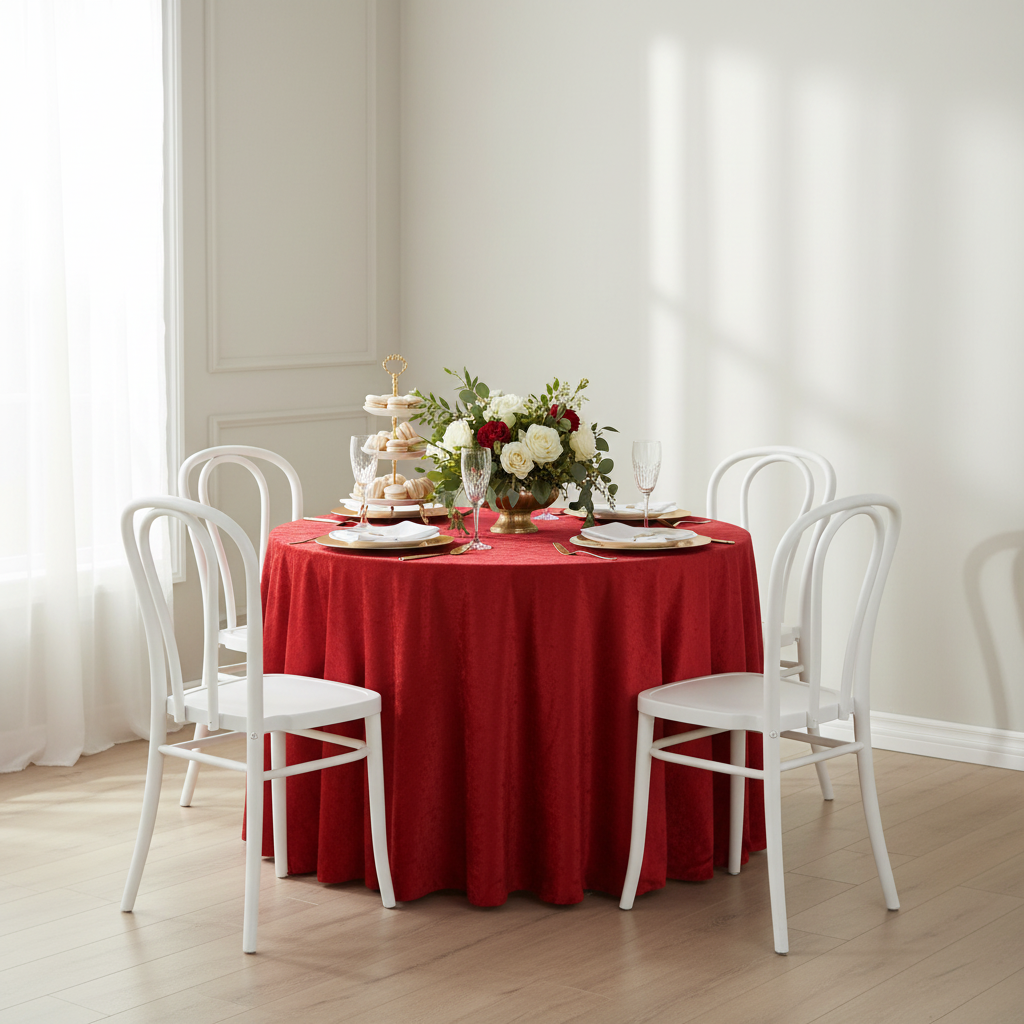Velvet 108" Round Tablecloth - Red