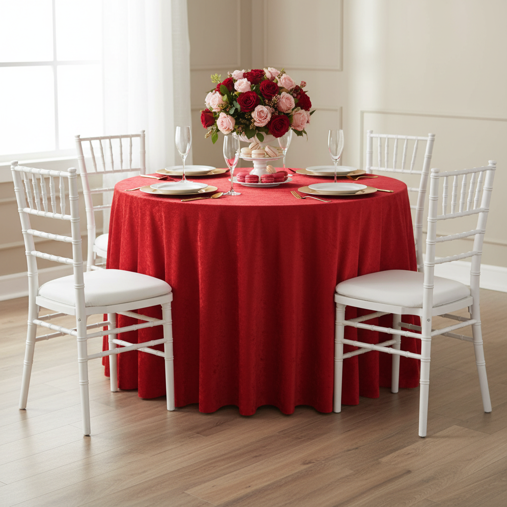 Velvet 108" Round Tablecloth - Red
