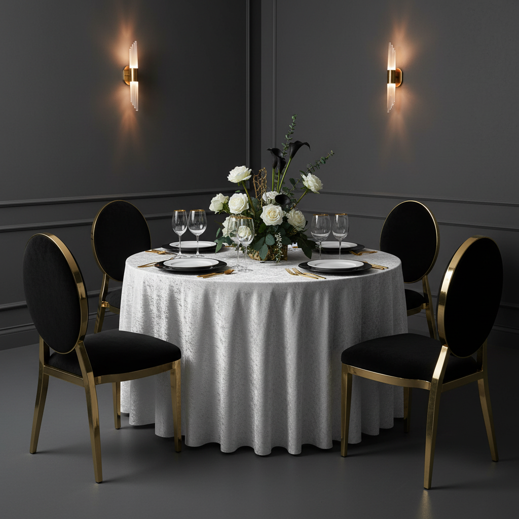 Velvet 108" Round Tablecloth - White