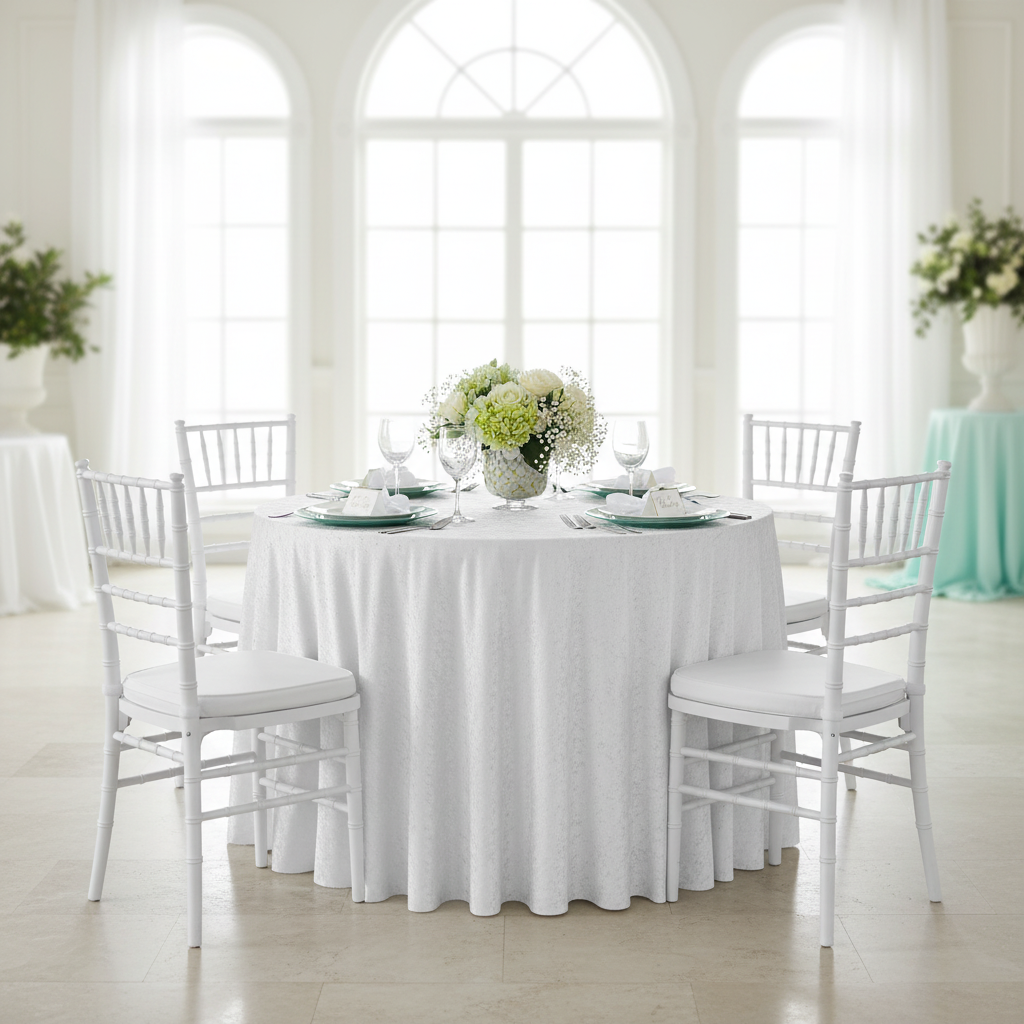 Velvet 108" Round Tablecloth - White