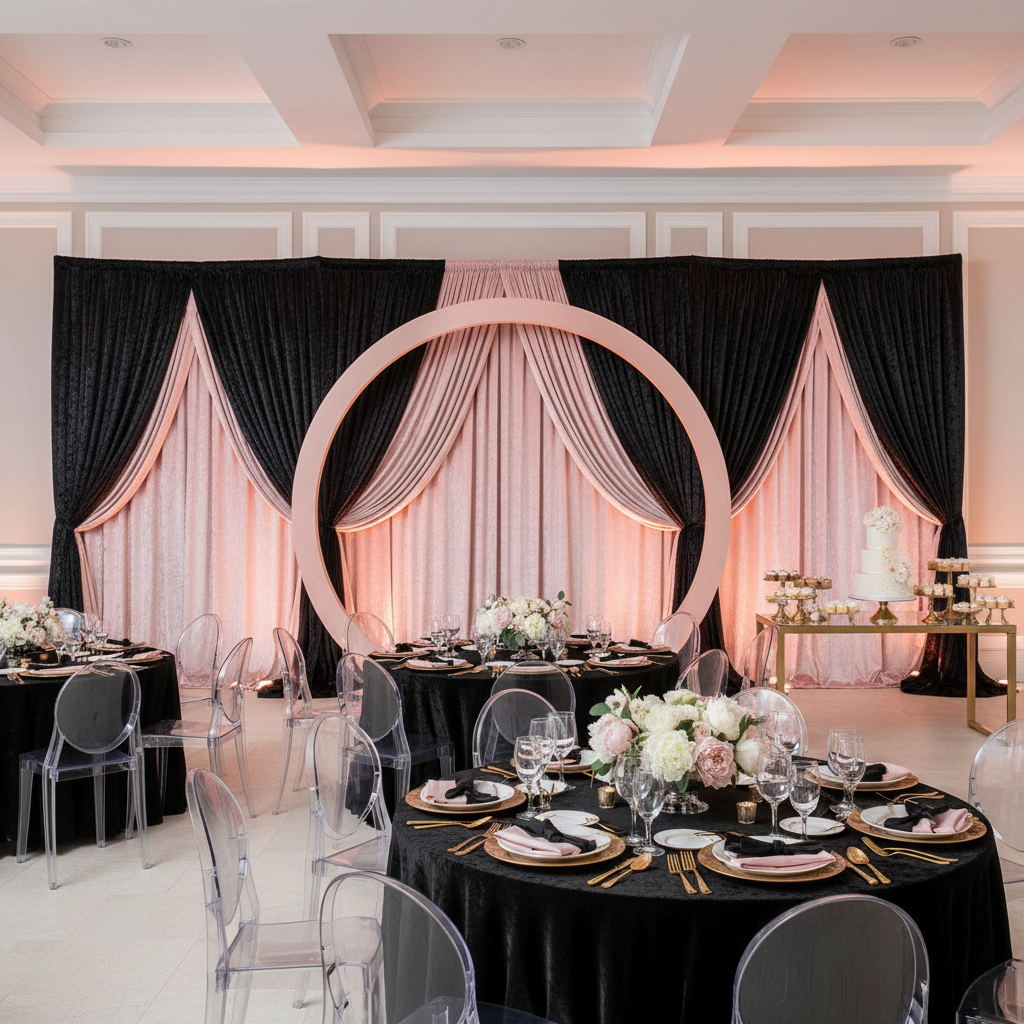 Velvet 10ft H x 118" W Drape/Backdrop Curtain Panel - Black