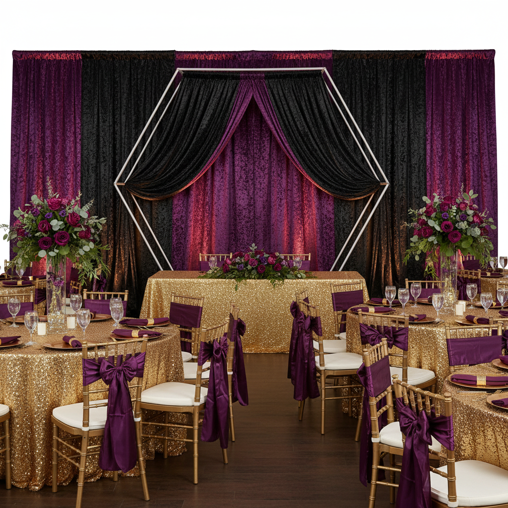 Velvet 10ft H x 118" W Drape/Backdrop Curtain Panel - Black