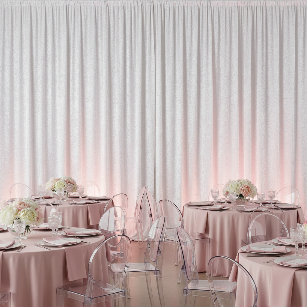 Velvet 10ft H x 118" W Drape/Backdrop Curtain Panel - White
