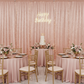 Velvet 10ft H x 52" W Drape/Backdrop Curtain Panel - Blush/Rose Gold with happy birthday neon sign 