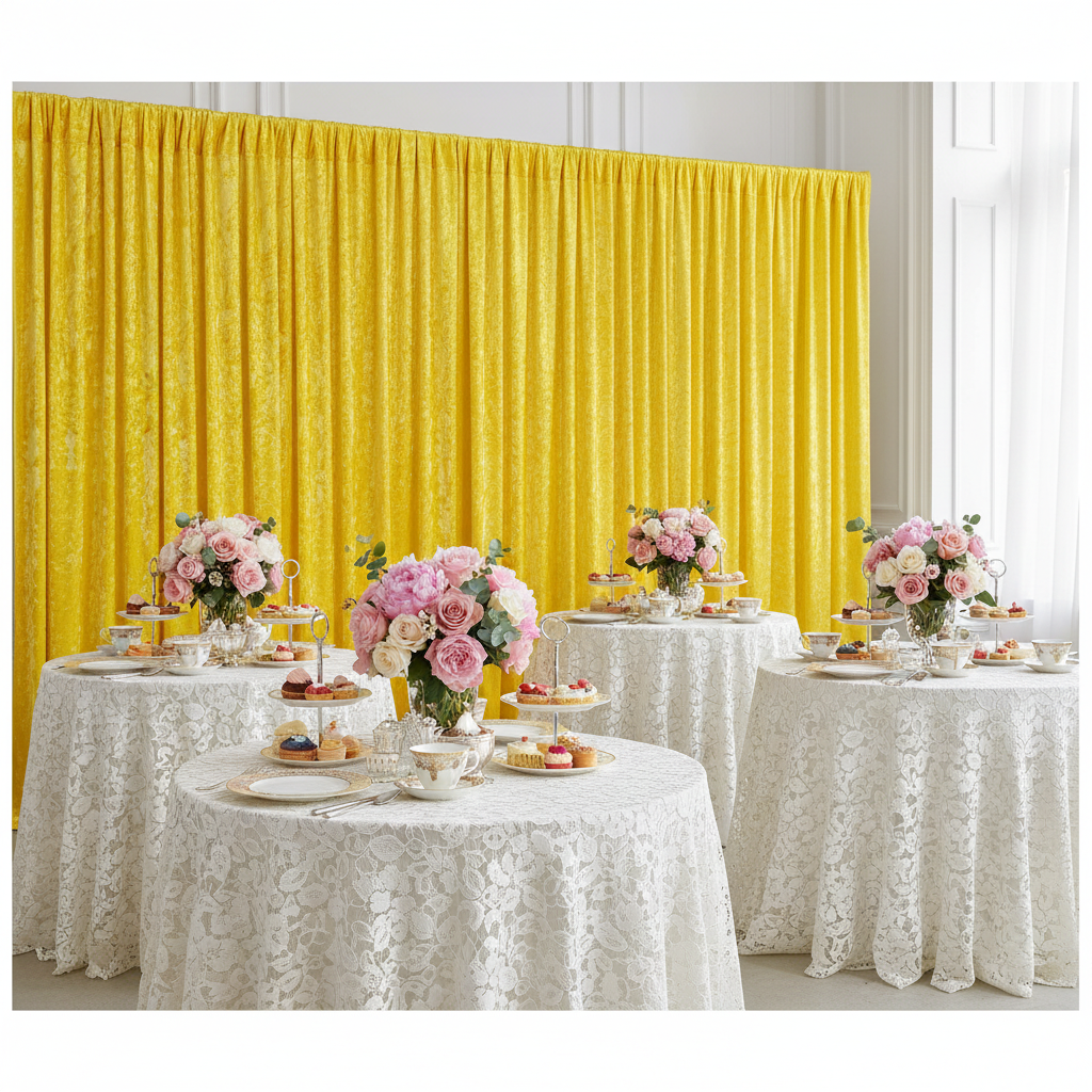 Velvet 10ft H x 52" W Drape/Backdrop Curtain Panel - Canary Yellow