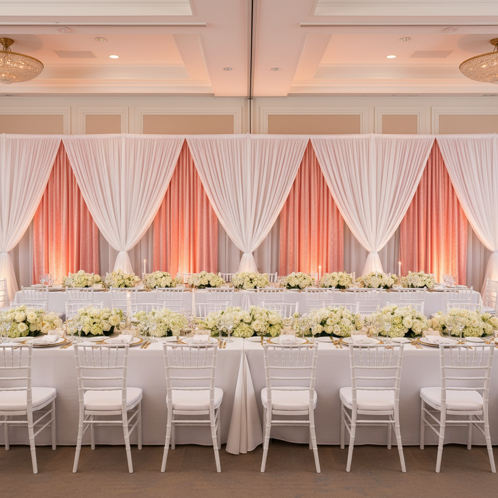 Velvet 10ft H x 52" W Drape/Backdrop Curtain Panel - Coral