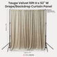 Velvet 10ft H x 52" W Drape/Backdrop Curtain Panel Taupe infographic showing product dimensions
