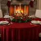 christmas dinner setup with Velvet 120" Round Tablecloth - Apple Red