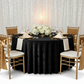 elegant wedding setup with Velvet 120" Round Tablecloth - Black and gold chiavari chair