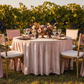 outdoor elegant setup using Velvet 120" Round Tablecloth - Blush/Rose Gold
