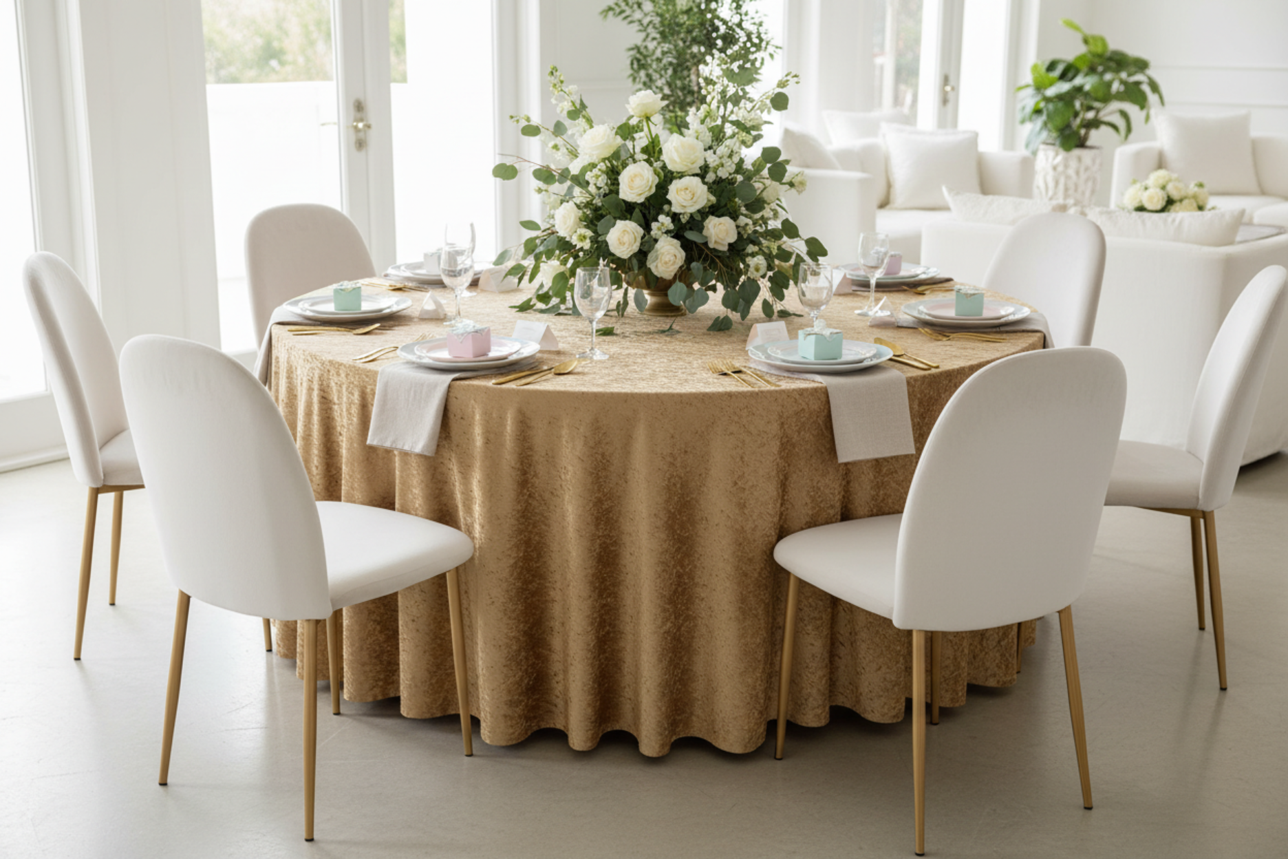 indoor lunch setup with Velvet 120