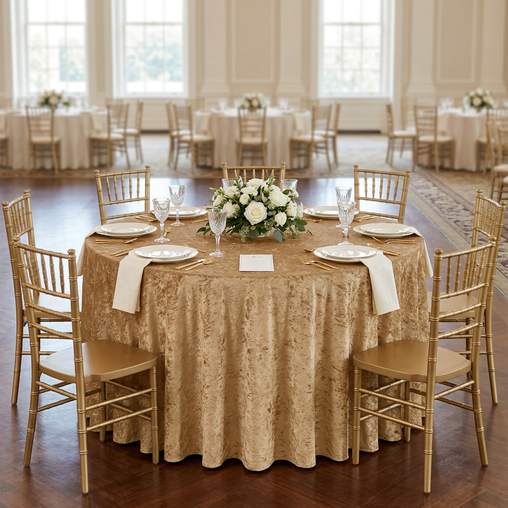 Mocha 120-inch velvet ballroom wedding