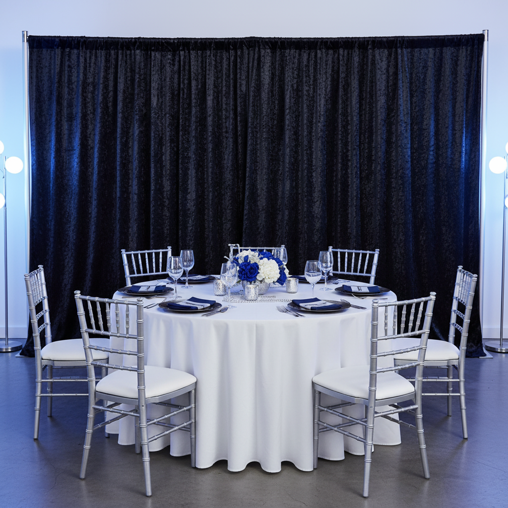 Velvet 12ft H x 118" W Drape/Backdrop Curtain Panel - Black