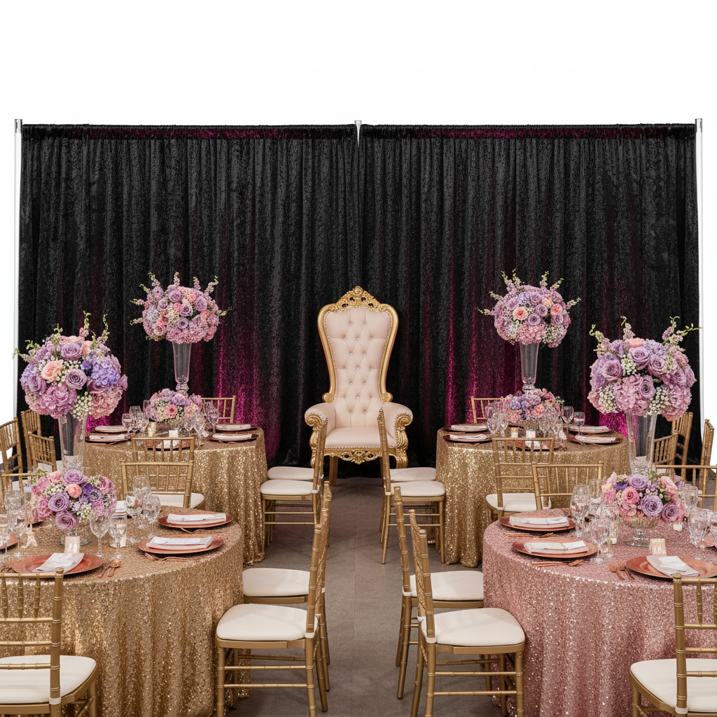 Velvet 12ft H x 118" W Drape/Backdrop Curtain Panel - Black