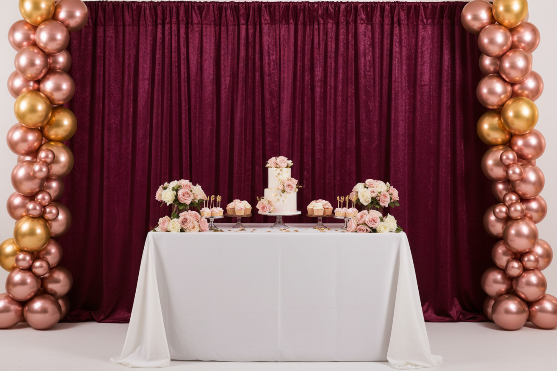 birthday setup with Velvet 12ft H x 52
