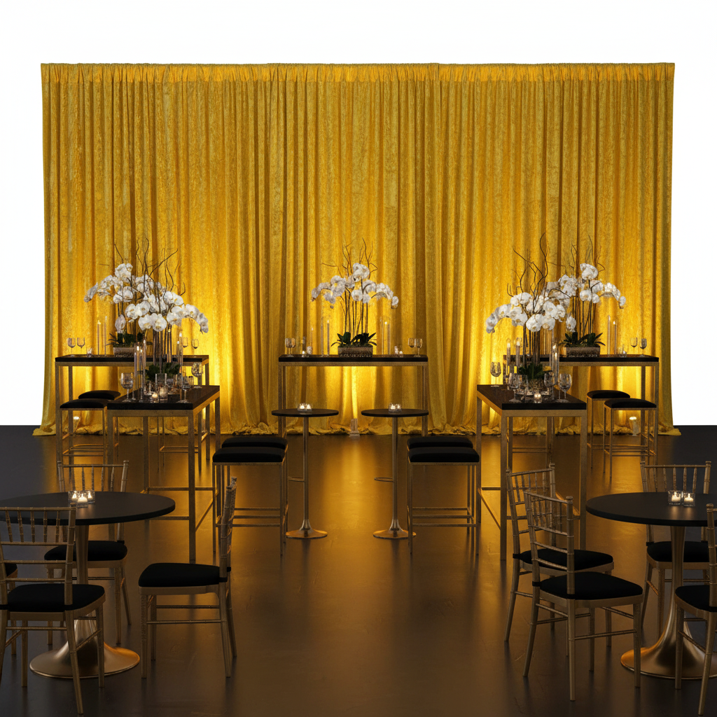 Velvet 12ft H x 52" W Drape/Backdrop Curtain Panel - Canary Yellow