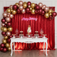 Velvet 12ft H x 52" W Drape/Backdrop Curtain Panel - Red for birthday backdrop with gold, red, blush balloon arch