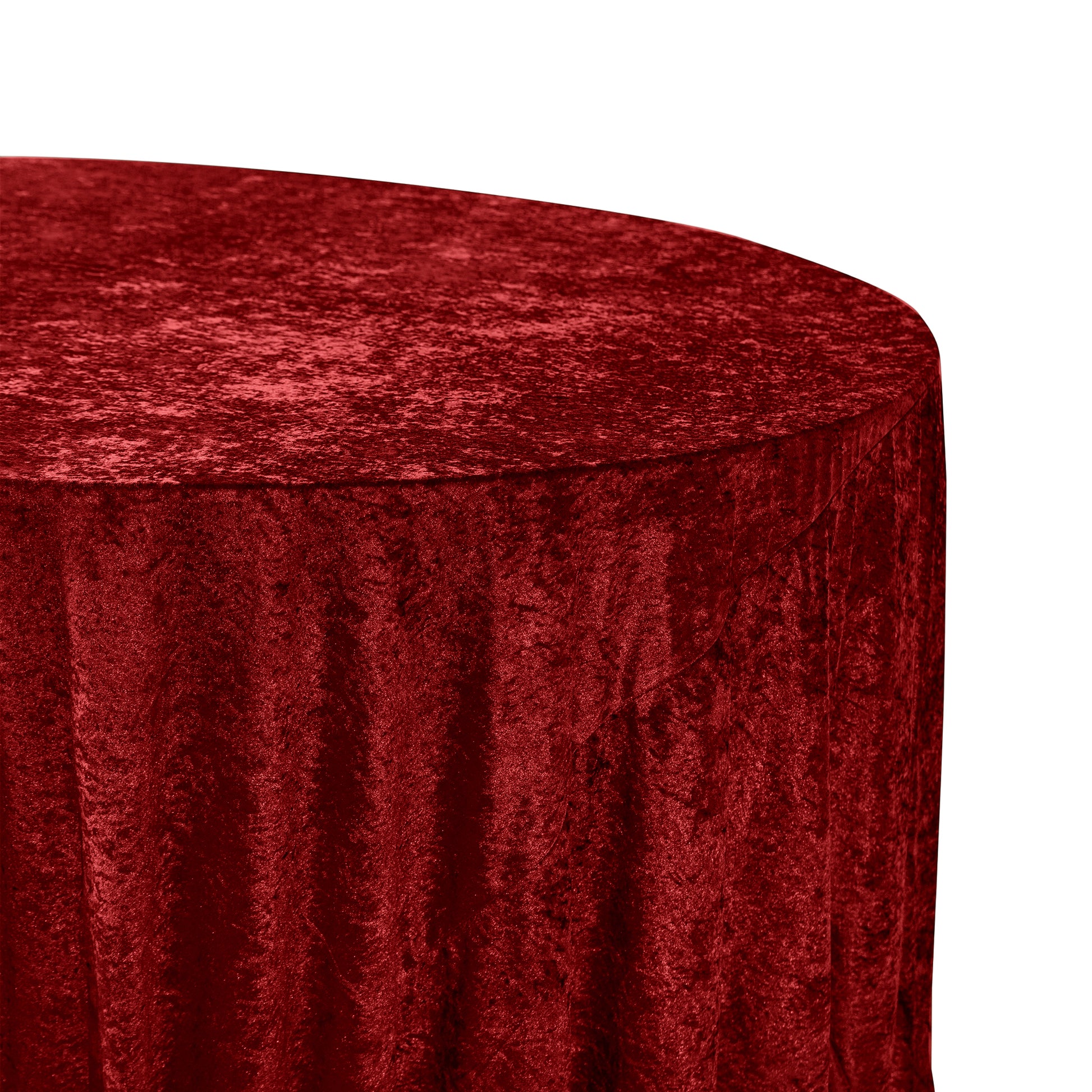 Velvet 132" Round Tablecloth Apple Red close up