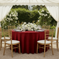 garden wedding reception with Velvet 132" Round Tablecloth - Apple Red