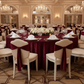 luxury hotel setup with Velvet 132" Round Tablecloth - Cabernet