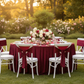 outdoor garden wedding with Velvet 132" Round Tablecloth - Cabernet