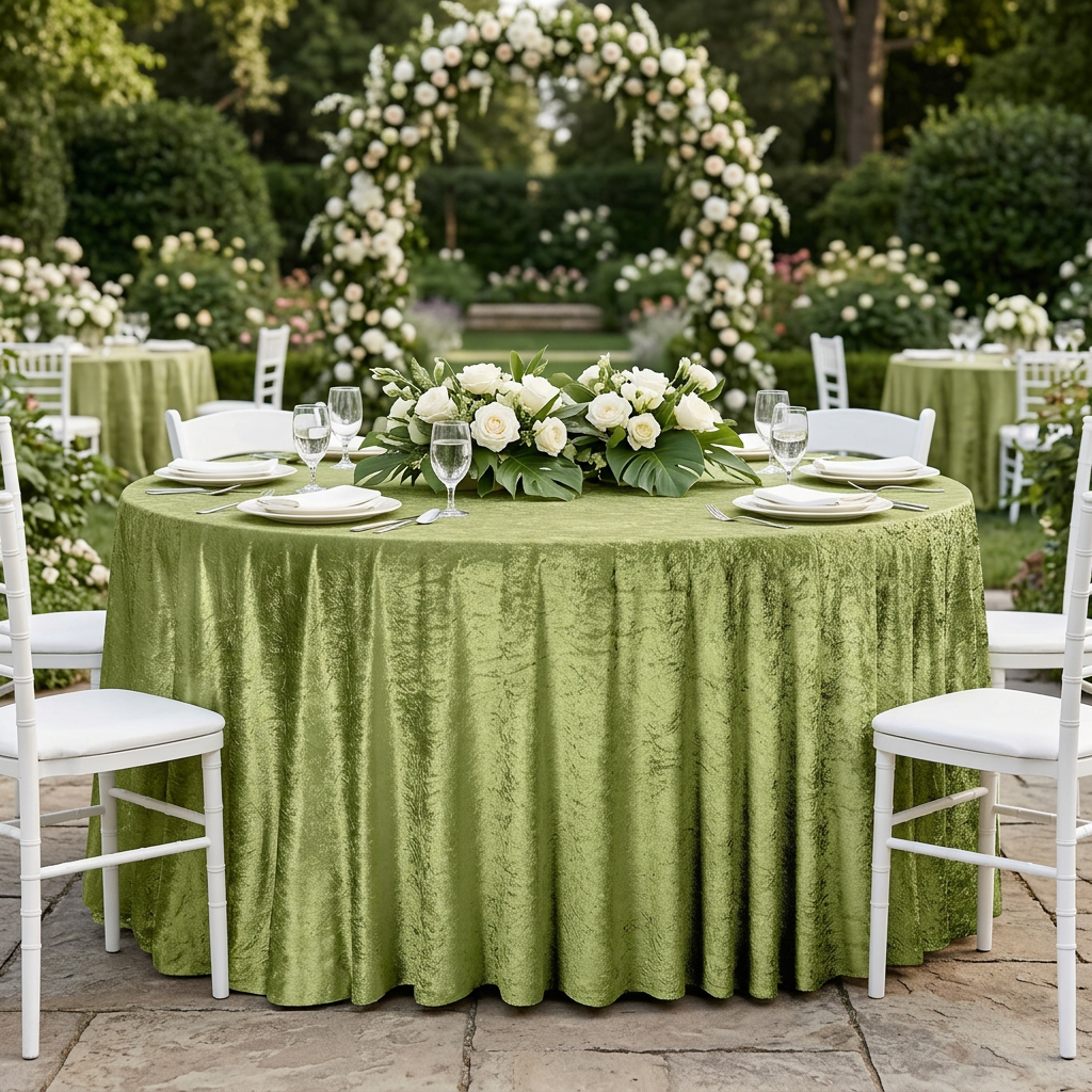 Dark sage velvet garden wedding