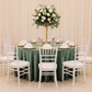 classic wedding setup with Velvet 132" Round Tablecloth - Eucalyptus