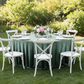 garden brunch with Velvet 132" Round Tablecloth - Eucalyptus