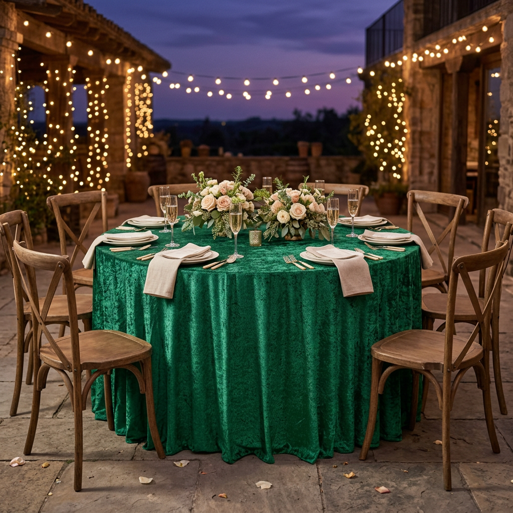 Forest green velvet anniversary dinner