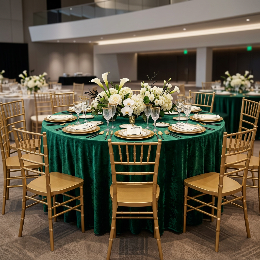 Forest green velvet gala dinner