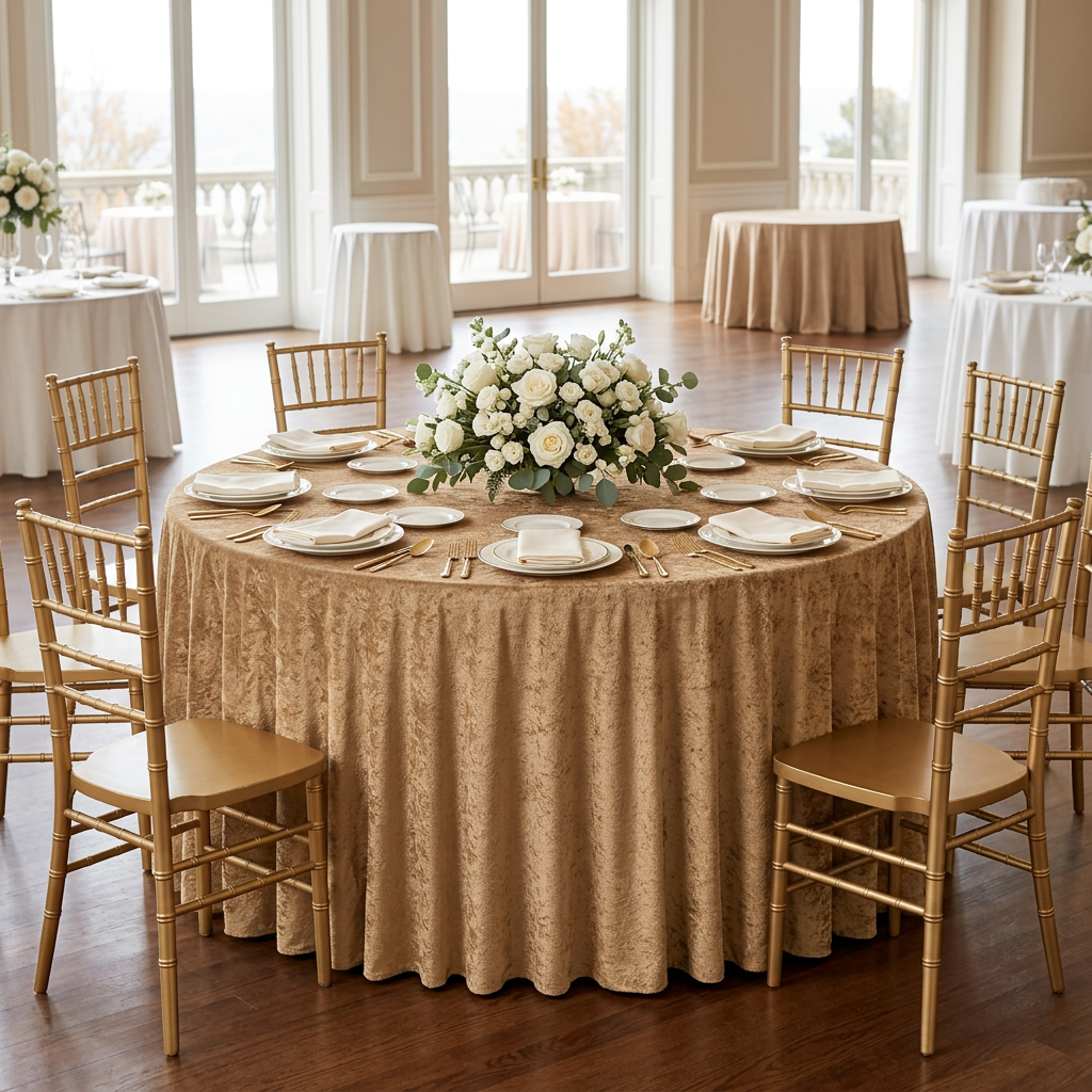 Mocha 132-inch velvet ballroom wedding