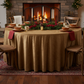 christmas dinner setup with Velvet 132" Round Tablecloth - Mocha Brown
