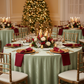 holiday table setup with Velvet 132" Round Tablecloth - Sage Green