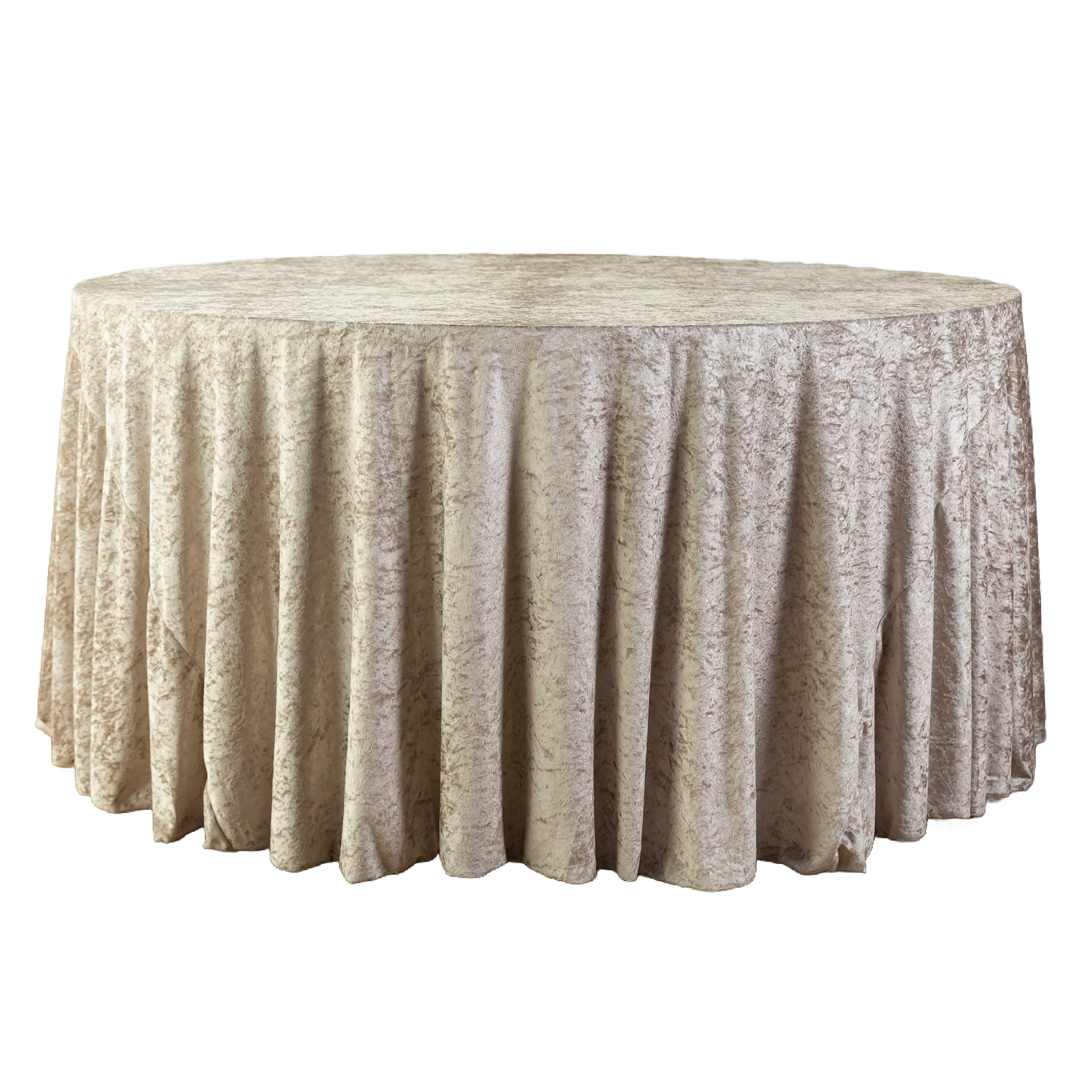 Velvet 132" Round Tablecloth Taupe front view