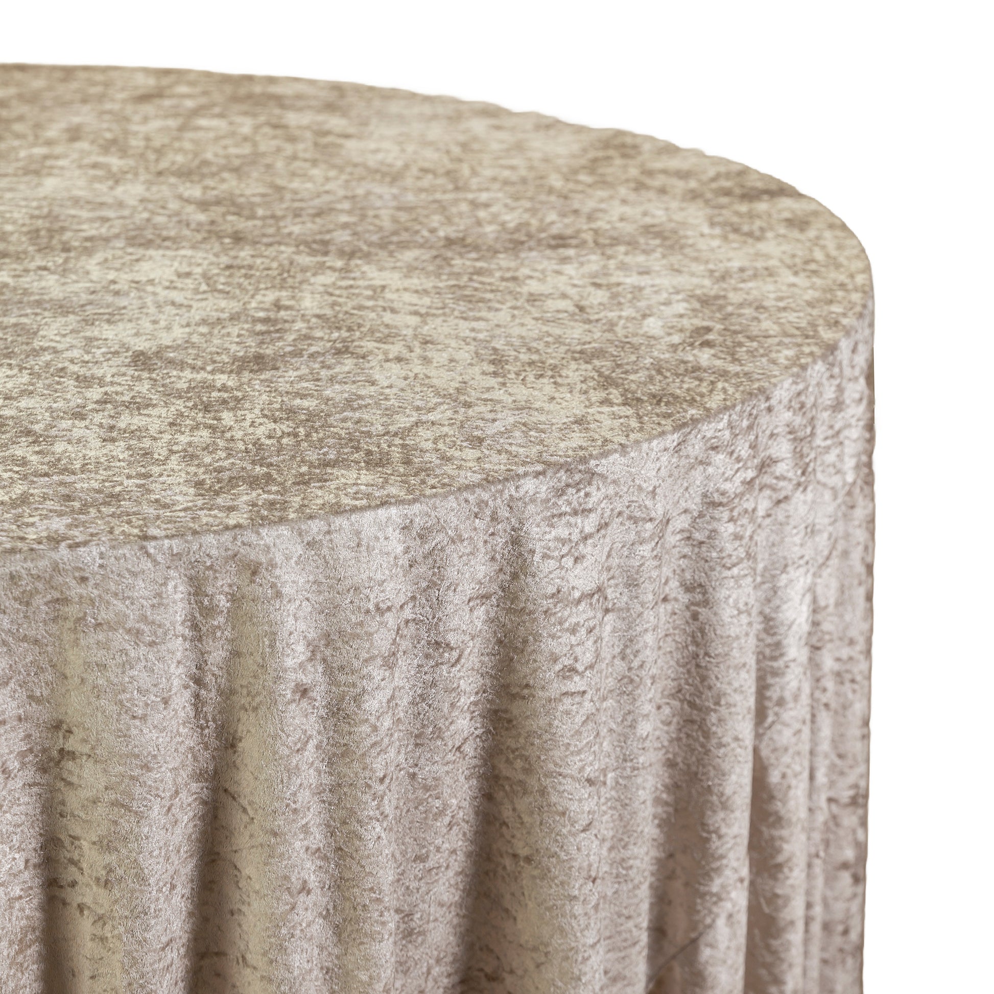 Velvet 132" Round Tablecloth Taupe side close up