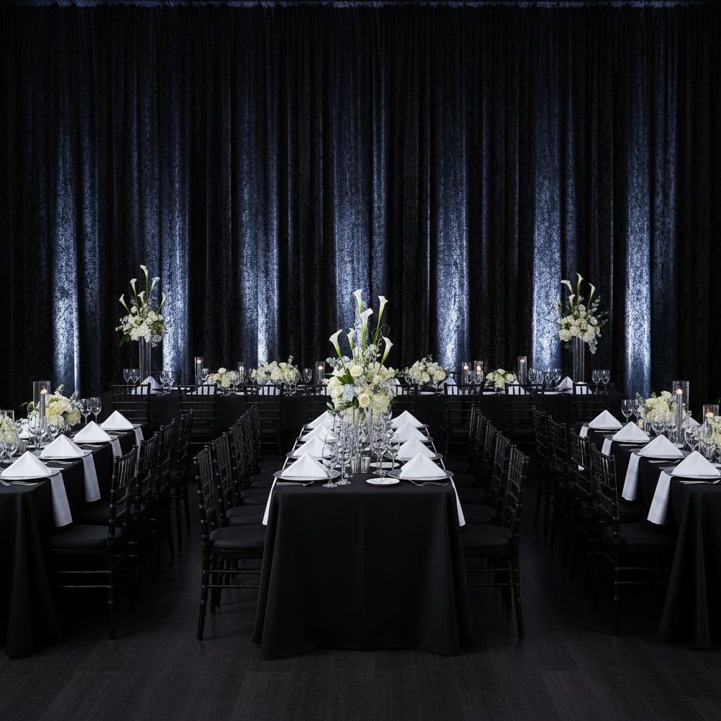 Velvet 14ft H x 118" W Drape/Backdrop Curtain Panel - Black