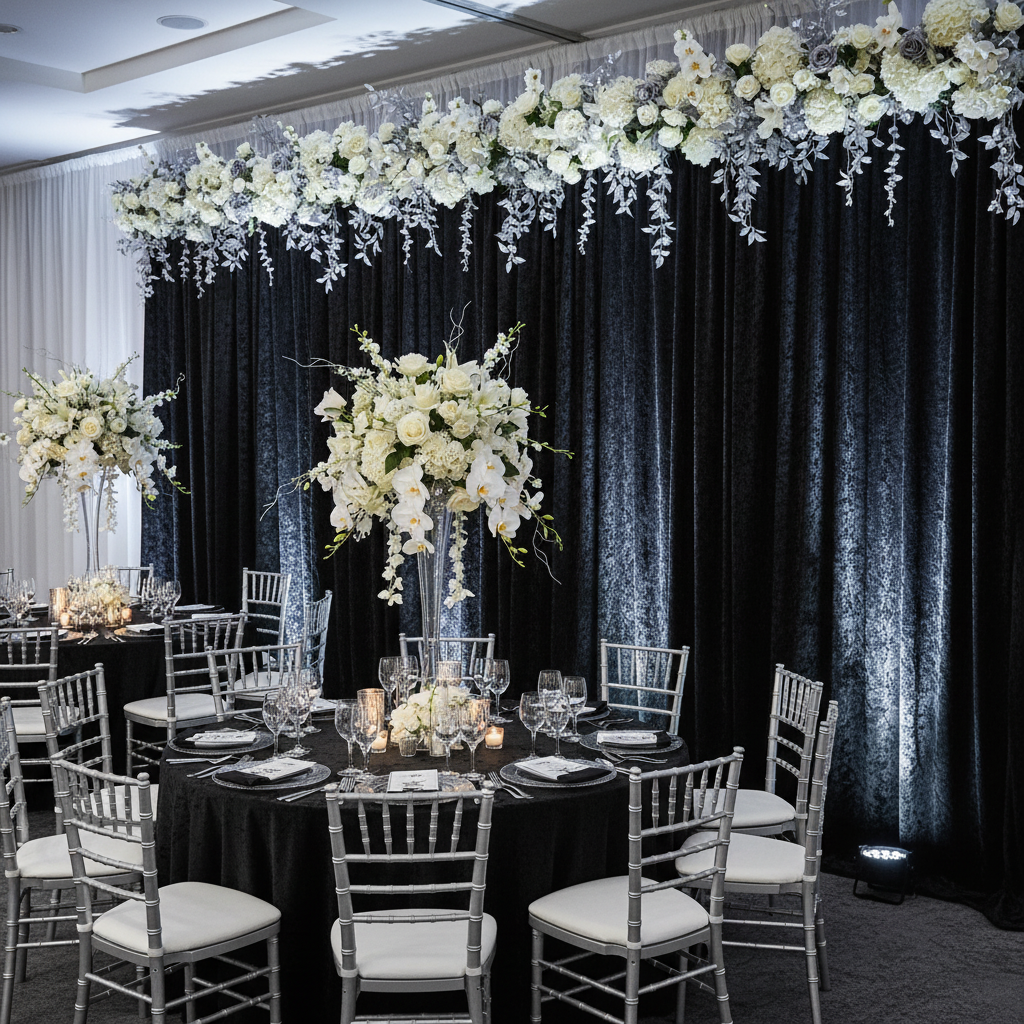 Velvet 16ft H x 118" W Drape/Backdrop Curtain Panel - Black
