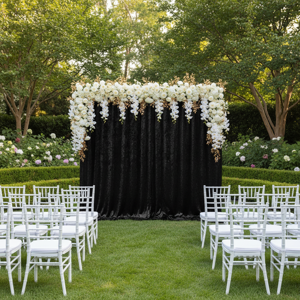 Velvet 16ft H x 118" W Drape/Backdrop Curtain Panel - Black