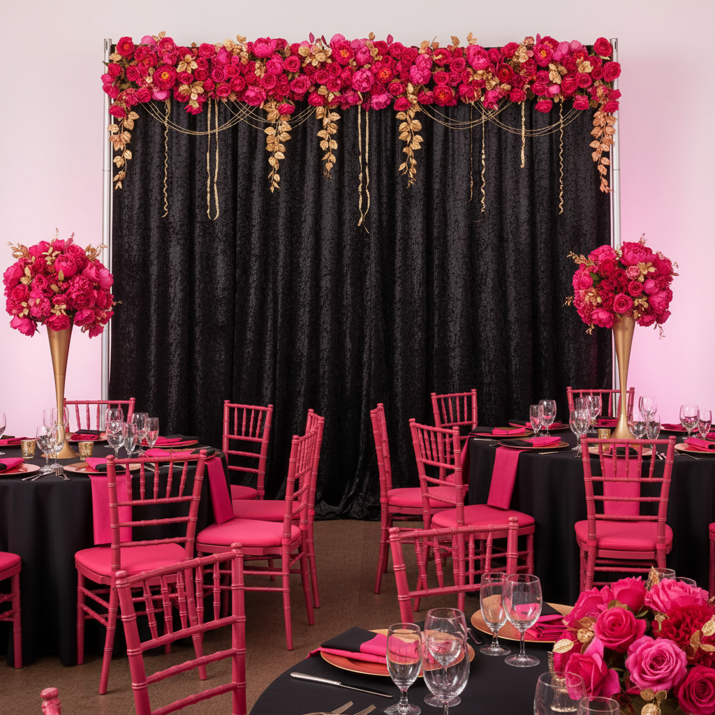 Velvet 16ft H x 118" W Drape/Backdrop Curtain Panel - Black