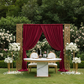 Velvet 16ft H x 52" W Drape/Backdrop Curtain Panel - Burgundy on gold backdrop set for garden wedding reception