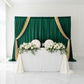 Velvet 16ft H x 52" W Drape/Backdrop Curtain Panel - Emerald Green with glitz sequin champagne backdrop for sweetheart table 