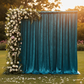 Velvet 16ft H x 52" W Drape/Backdrop Curtain Panel - Peacock Teal for outdoor backdrop setup with premade floral runner in white and blush
