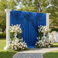 Velvet 16ft H x 52" W Drape/Backdrop Curtain Panel - Royal Blue with floral vases for wedding reception entrance